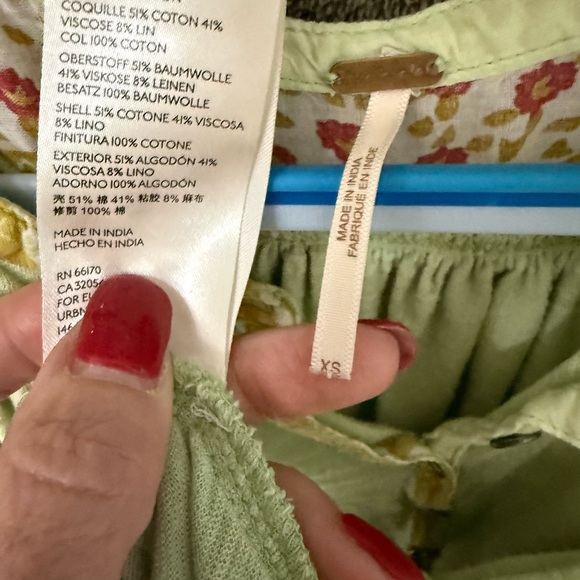 Free People Light Green Blouse with Embroidered Details - Picture 5 of 6